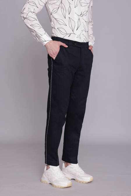 Shop_Lacquer Embassy_Blue Cotton Embroidery Beryl Trouser _Online_at_Aza_Fashions