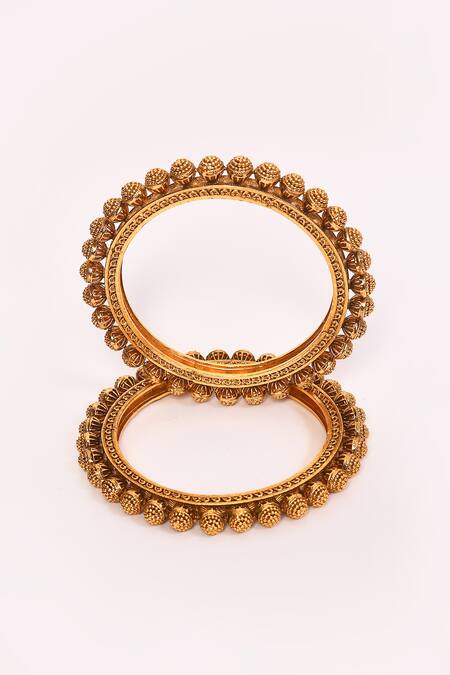 Buy_Anjali Jain_Gold Plated Beads Embellished Bangles - Set Of 2_Online_at_Aza_Fashions