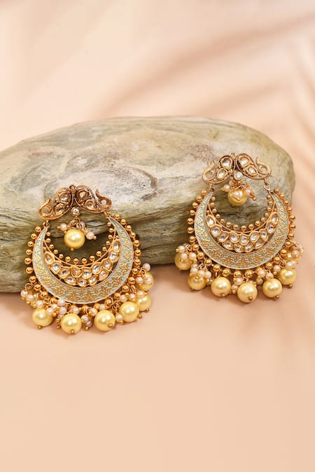 Anjali Jain Kundan Embellished Cutwork Chandbalis 