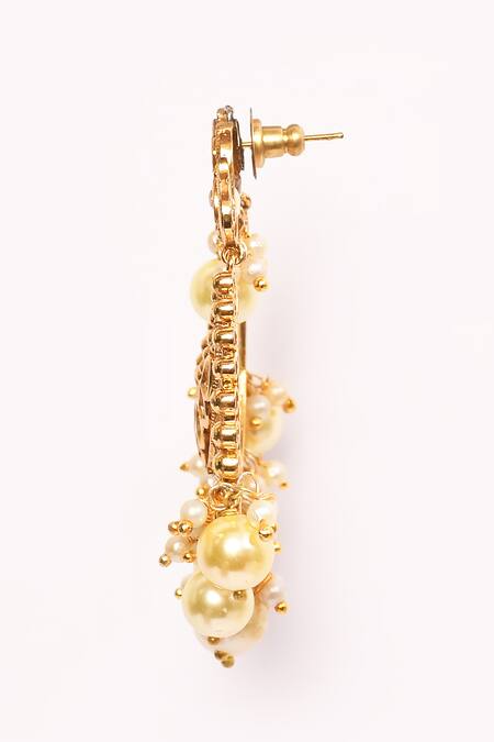 Anjali Jain_Gold Plated Kundan Studded Chandbalis _at_Aza_Fashions