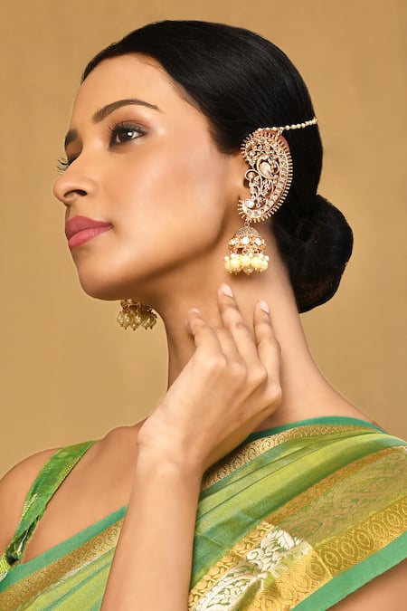 Anjali Jain Peacock Carved Ear Cuffs 