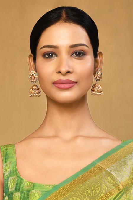 Anjali Jain_Multi Color Kundan Studded Jhumkas _Online_at_Aza_Fashions
