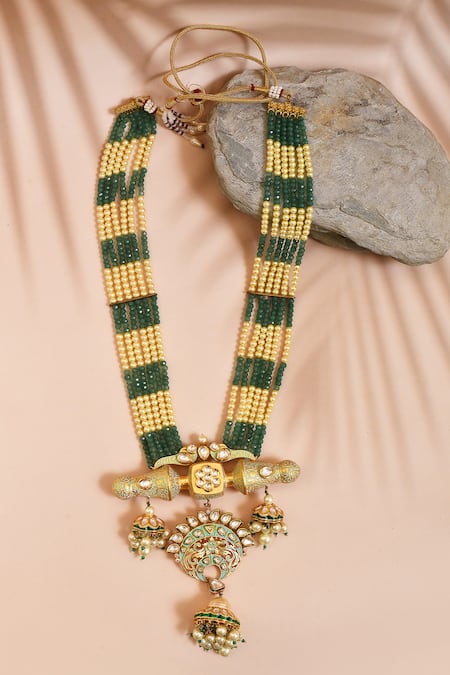 Anjali Jain Enamelled Kundan Pendant Necklace 