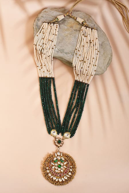 Anjali Jain Ruby & Kundan Pendant Necklace 