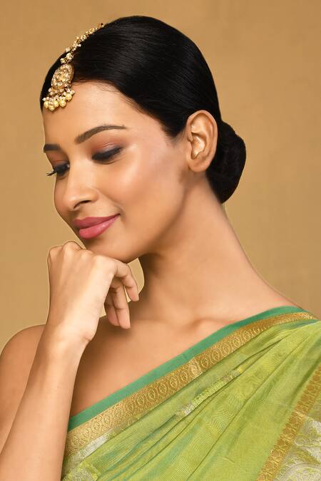Anjali Jain_Gold Plated Pearls Kundan Embellished Maangtikka _Online_at_Aza_Fashions