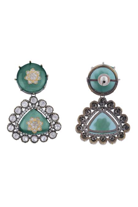 Buy_Auraa Trends_Blue Imitation Diamonds Embellished Choker Necklace Set _Online_at_Aza_Fashions