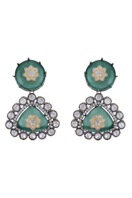 Shop_Auraa Trends_Blue Imitation Diamonds Embellished Choker Necklace Set _Online_at_Aza_Fashions