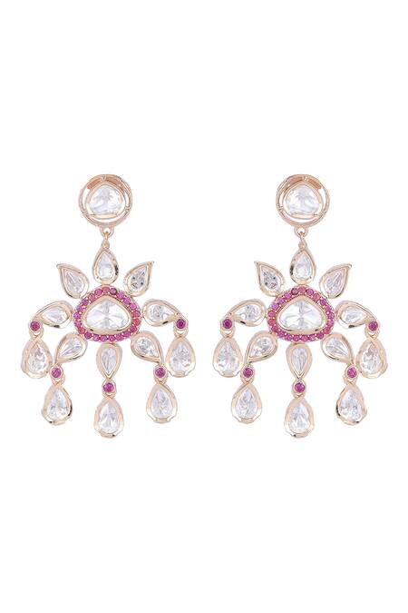 Auraa Trends_Red Zari, Diamonds Embellished Necklace Set _at_Aza_Fashions