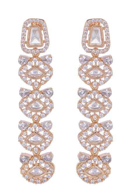 Auraa Trends_Gold Plated Diamonds, Stones Kundan Embellished Necklace Set _at_Aza_Fashions