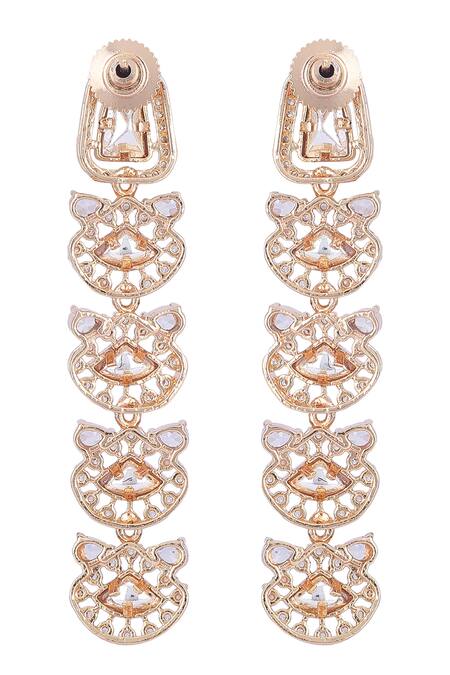 Buy_Auraa Trends_Gold Plated Diamonds, Stones Kundan Embellished Necklace Set 