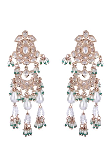 Shop_Auraa Trends_Gold Plated Imitation Diamonds Kundan Work Choker Necklace Set _Online_at_Aza_Fashions