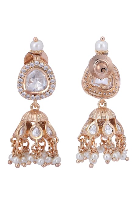 Buy_Auraa Trends_Gold Plated Diamonds, Pearls, Stones Embellished Choker Necklace Set _Online_at_Aza_Fashions