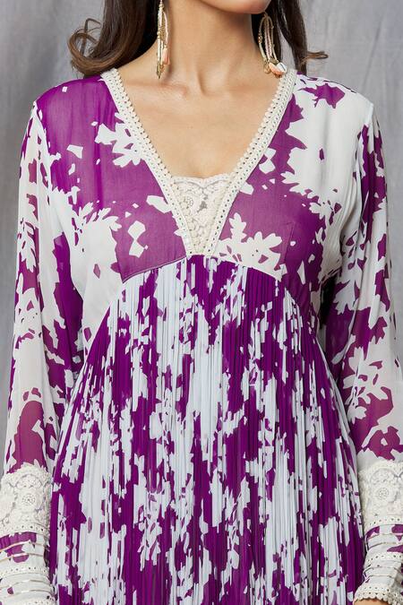 Aksh_Purple Georgette, Taffeta Embroidery, Lace Printed Border Anarkali With Dupatta_Online_at_Aza_Fashions