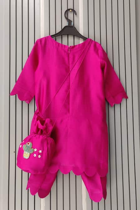 House Of Tushaom Flamingo Embroidered Kurta & Pant Set 