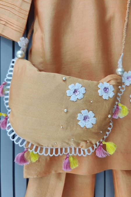 Buy House Of Tushaom Orange Chanderi , Embroidery, Lace, Pearls, Lama Kurta And Pant Set Online at Aza Fashions Buy_House Of Tushaom_Orange Chanderi , Embroidery, Lace, Pearls, Lama Kurta And Pant Set _Online_at_Aza_Fashions