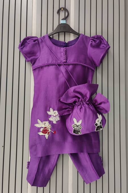 House Of Tushaom Bunny Embroidered Kurta & Pant Set 