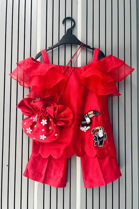 House Of Tushaom Red Hand Embroidered Kurta Set 