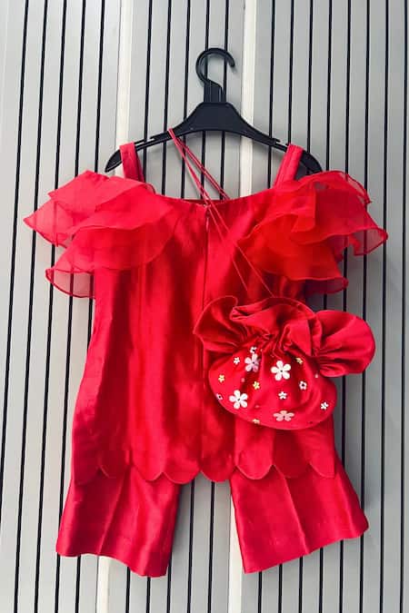 House Of Tushaom Red Hand Embroidered Kurta Set 