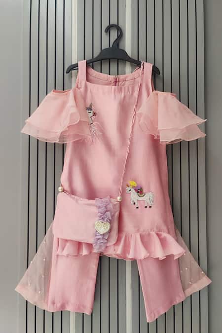 House Of Tushaom Unicorn Placement Embroidered Kurta & Pant Set 