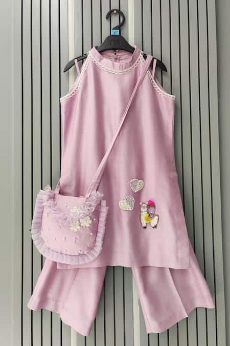 Shop House Of Tushaom Purple Chanderi Silk, Net Beads, Lama Placement Embroidered Kurta And Pant Set Online at Aza Fashions Shop_House Of Tushaom_Purple Chanderi Silk, Net Beads, Lama Placement Embroidered Kurta And Pant Set _Online_at_Aza_Fashions