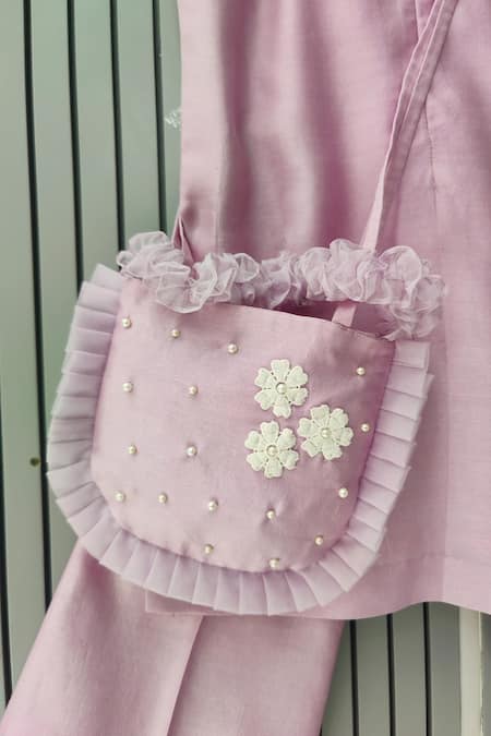 House Of Tushaom Purple Chanderi Silk, Net Beads, Lama Placement Embroidered Kurta And Pant Set at Aza Fashions House Of Tushaom_Purple Chanderi Silk, Net Beads, Lama Placement Embroidered Kurta And Pant Set _at_Aza_Fashions