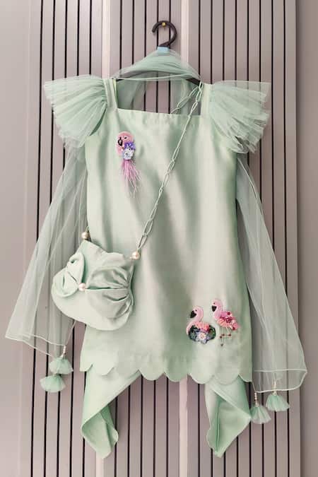 House Of Tushaom Placement Flamingo Embroidered Kurta Set 