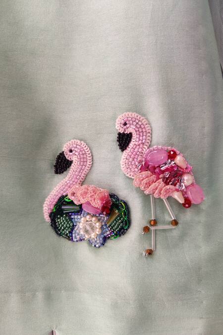 Buy House Of Tushaom Green Chanderi , Pearls, Beads, Feathers, Placement Flamingo Kurta Set Online at Aza Fashions Buy_House Of Tushaom_Green Chanderi , Pearls, Beads, Feathers, Placement Flamingo Kurta Set _Online_at_Aza_Fashions