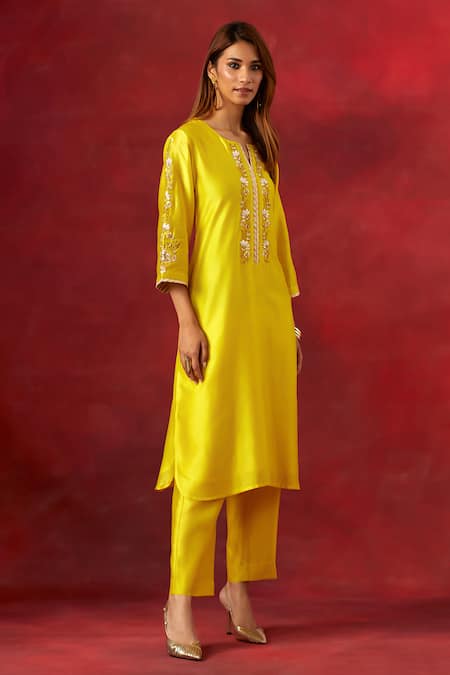Buy Anantaa By Roohi Yellow , , Floral Embroidered Yoke Kurta And Pant Set Online at Aza Fashions Buy_Anantaa By Roohi_Yellow , , Floral Embroidered Yoke Kurta And Pant Set _Online_at_Aza_Fashions