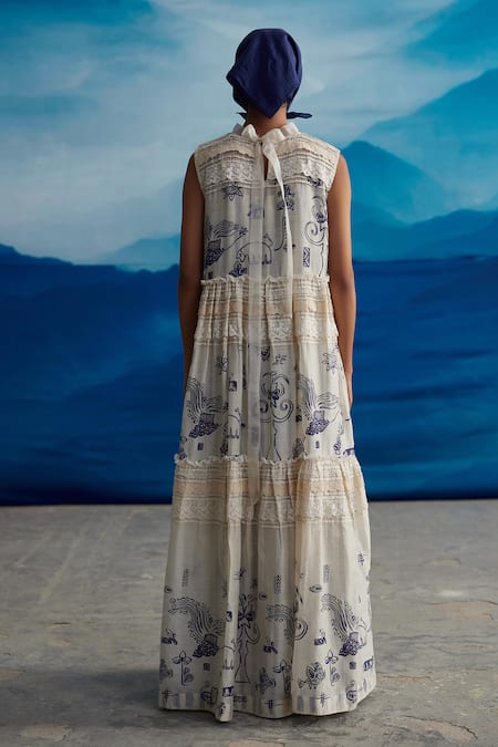 Ahmev Azami Chanderi Printed Tiered Dress 