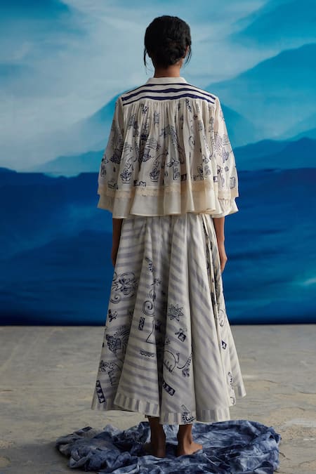 Ahmev Juniper Chanderi Abstract Print Gathered Top 