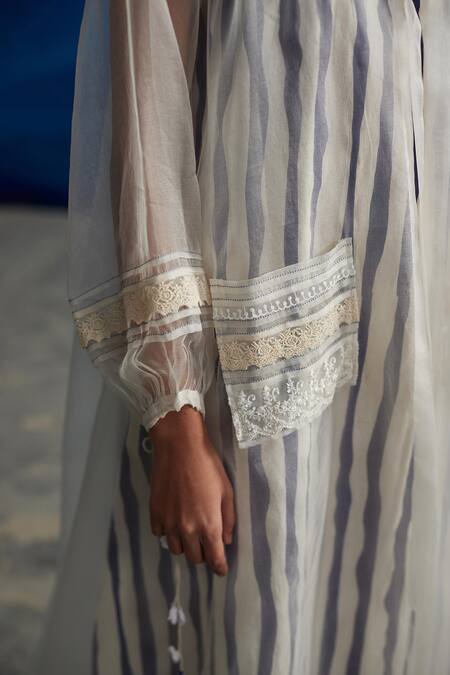 Shop_Ahmev_Ivory Organza Lace Keyhole Neck Tansy Embellished Jacket _Online_at_Aza_Fashions