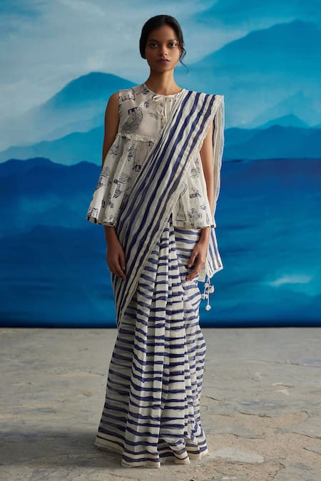 AHMEV Willow Stripe Print Saree 