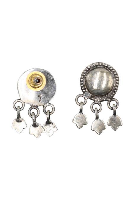 Sangeeta Boochra_Silver Plated Cut Work Tribal Pattern Circular Earrings _Online_at_Aza_Fashions