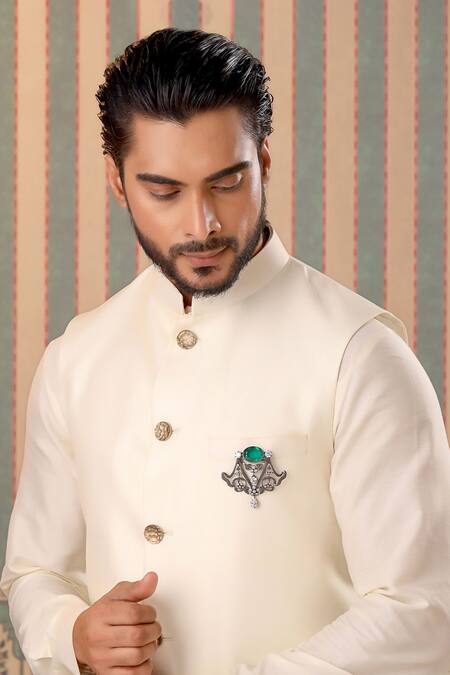 Buy_Cosa Nostraa_Grey Crystals Royal Lamp Stud Brooch _Online_at_Aza_Fashions