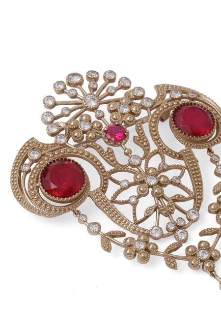 Buy_Cosa Nostraa_Gold Crystals, Diamonds Royal Sheen Embellished Brooch 