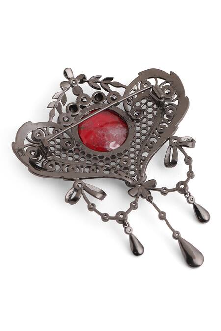Buy_Cosa Nostraa_Grey Crystals Marvel Embellished Brooch 