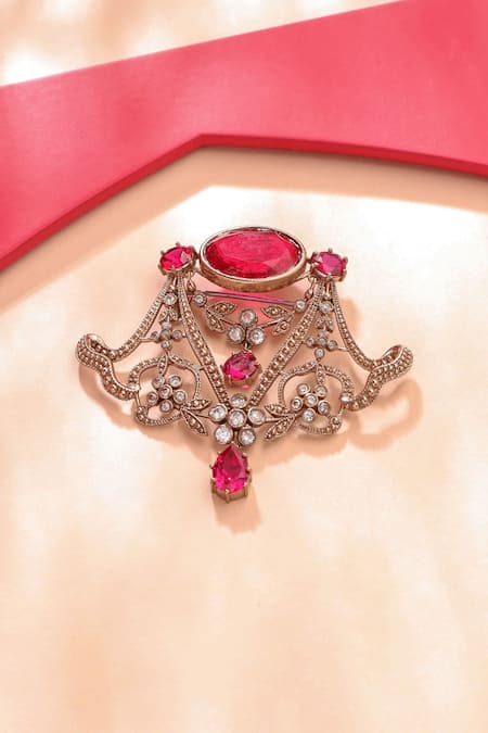 Cosa Nostraa Royal Lamp Stud Embellished Brooch 