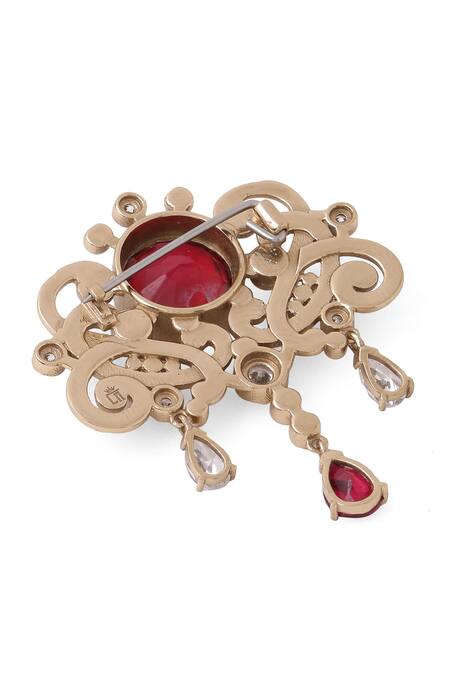 Buy_Cosa Nostraa_Gold Crystals Ethnic Magic Embellished Brooch 