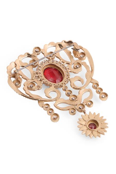 Buy Cosa Nostraa Gold Crystals Fab Flora Glass Stone Embellished Brooch Buy_Cosa Nostraa_Gold Crystals Fab Flora Glass Stone Embellished Brooch