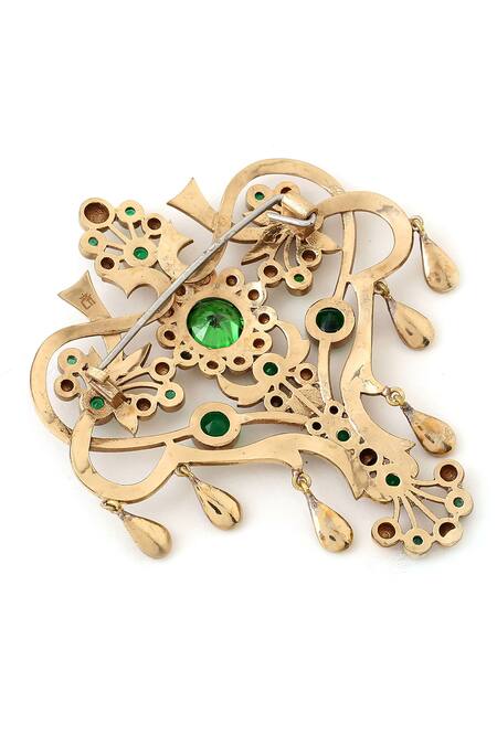 Buy_Cosa Nostraa_Gold Crystals Grace Of Garden Embellished Brooch _Online_at_Aza_Fashions