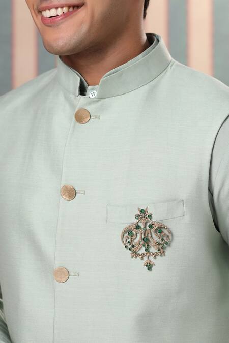 Cosa Nostraa_Gold Crystals Ornate Aura Embellished Brooch _Online_at_Aza_Fashions