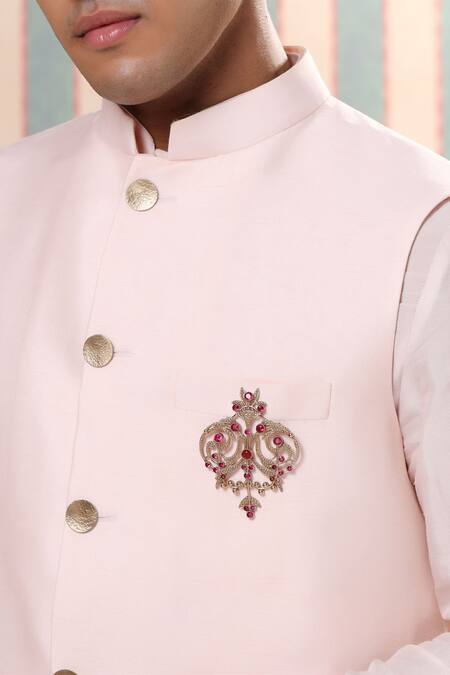 Cosa Nostraa_Gold Crystals Ornate Aura Embellished Brooch _Online_at_Aza_Fashions