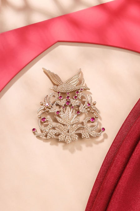 Cosa Nostraa Floral & Flight Gemstone Embellished Brooch 