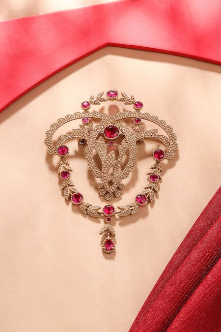 Cosa Nostraa Fab Floral Glass Stone Embellished Brooch 