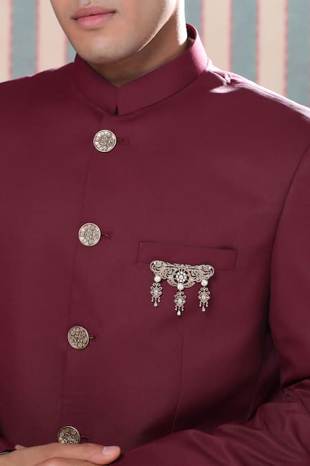 Cosa Nostraa_Gold Crystals, Diamonds Glass Stone Studded Symphony Brooch _Online_at_Aza_Fashions