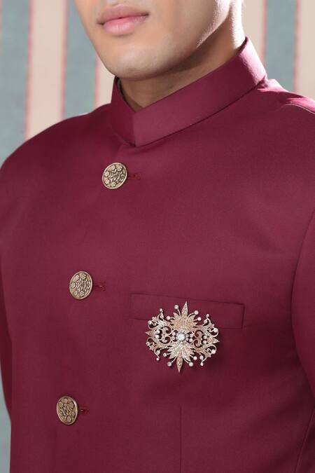 Cosa Nostraa_Gold Crystals Rustic Fleur Reflection Brooch _Online_at_Aza_Fashions