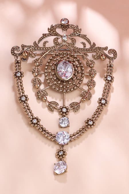 Cosa Nostraa Persian Fleur Swerve Studded Brooch 