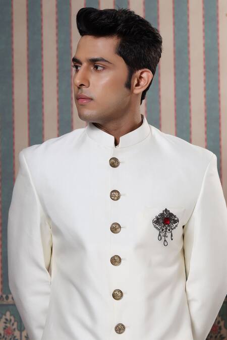 Shop_Cosa Nostraa_Grey Crystals Intricate Bloom Wonder Studded Brooch _Online_at_Aza_Fashions