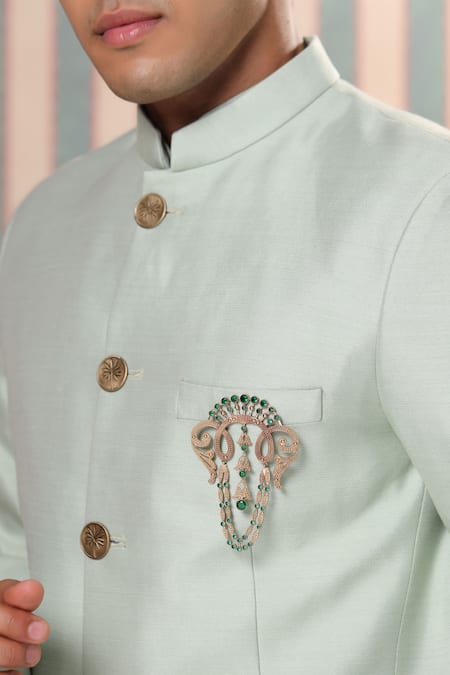 Cosa Nostraa_Gold Crystals Victorian Tales Brooch _Online_at_Aza_Fashions