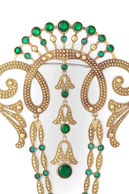 Shop_Cosa Nostraa_Gold Crystals Victorian Tales Brooch _Online_at_Aza_Fashions